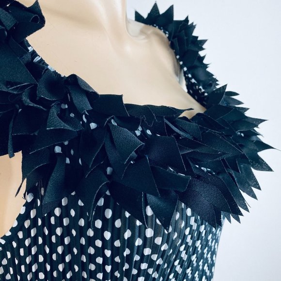 Kaelyn Max 2000's Y2K Style Gothic Grunge Polka Dot Accordion Women's Top L - Picture 7 of 14